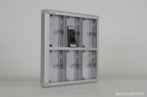 Mobile Phone Locker with 6 Compartments and Transparent Plexiglass Door