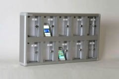 Mobile Phone Storage Locker, 10 Compartments, Transparent with Name Tag