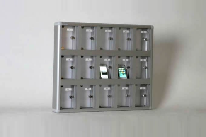 Mobile Phone Storage Cabinet with 15 Transparent Name Tag Compartments