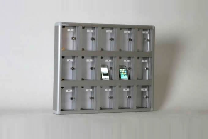 Mobile Phone Storage Cabinet with 15 Transparent Name Tag Compartments