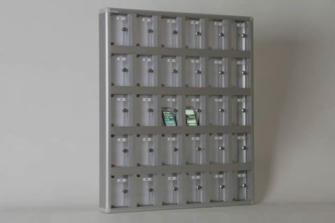 Mobile Phone Locker with 30 Compartments and Transparent Plexiglas Doors