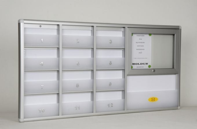 Mailbox for 12 Apartments, Fixed Barrier, Notice Board, A4 Compartment