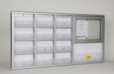 Mailbox for 12 Apartments, Fixed Barrier, Notice Board, A4 Compartment