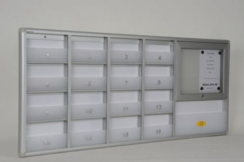 Mailbox 16 Apartment Barrier 2 A4 Notice Board and Magazine Rack