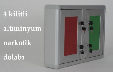 Narkotik Dolabi 4 Kilitli Aluminyum Porfil Kasalı