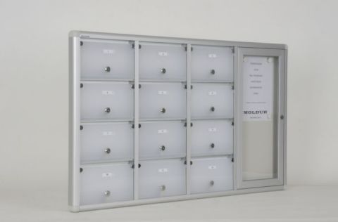 Mailbox with 12 Apartment Nameplate Holders and Apartment Announcement Board