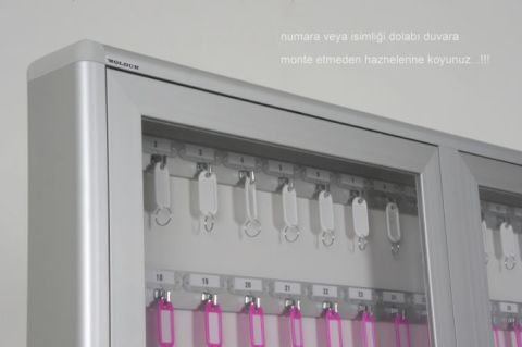 Key Cabinet with 80 Hook Capacity and Name Tag Compartment