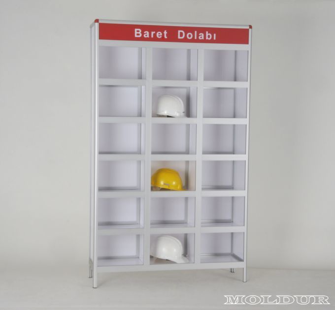 Construction Site Helmet Cabinet, 18 Compartments, No Door