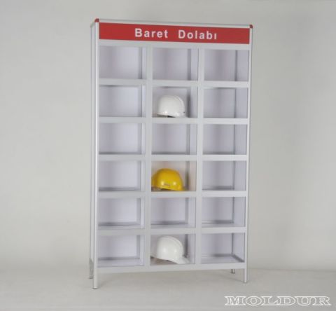 Construction Site Helmet Cabinet, 18 Compartments, No Door