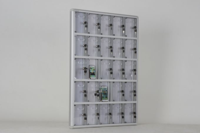 25-Compartment Transparent Mobile Phone Locker with Name Tag Holder