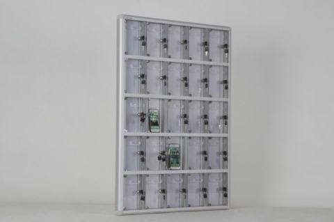 Cep Telefon Dolabı 25 Gözlü İsimlik Hazneli Şeffaf