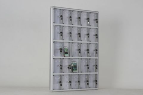 25-Compartment Transparent Mobile Phone Locker with Name Tag Holder