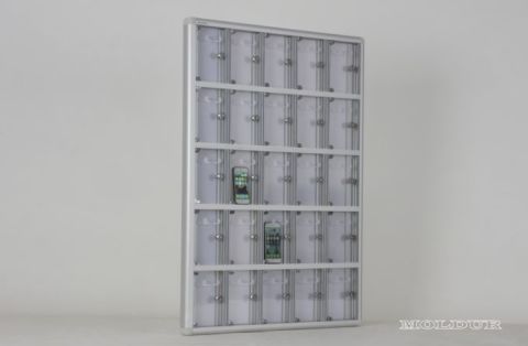 Cep Telefon Dolabı 25 Gözlü İsimlik Hazneli Şeffaf