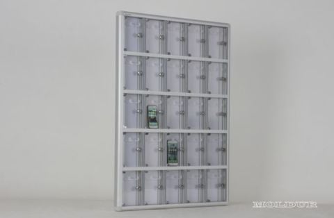 25-Compartment Transparent Mobile Phone Locker with Name Tag Holder