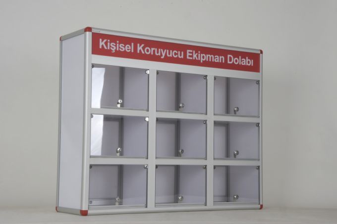 Personal Protective Equipment Cabinet, 9 Compartments