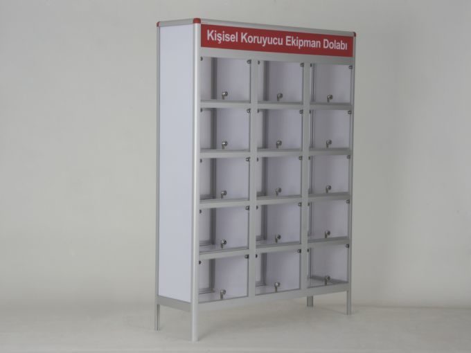 Personal Protective Equipment Cabinet with 15 Compartments