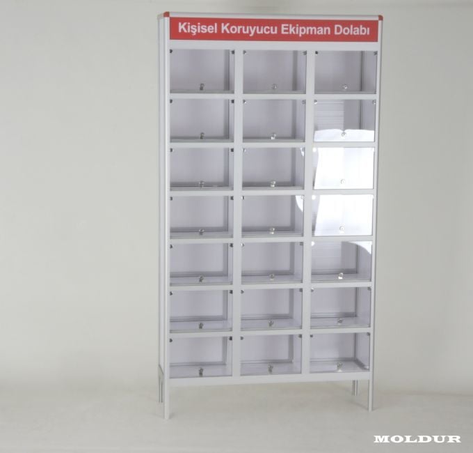 Personal Protective Equipment Cabinet with 21 Compartments