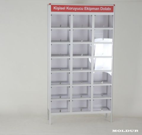 Personal Protective Equipment Cabinet with 21 Compartments