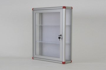 Medicine Cabinet with Lock, Vertical, Red, Cornered