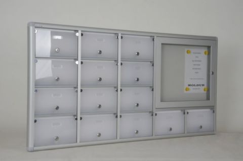 Mailbox with Nameplate, 14 Apartment Announcement Board