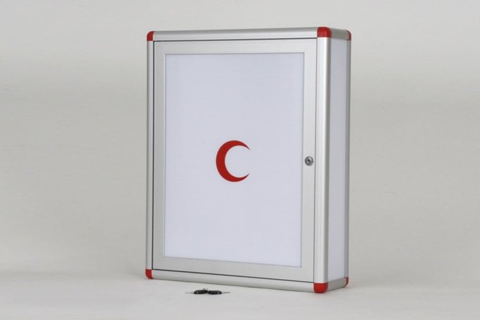 Medicine Cabinet with Lock, Red Corners