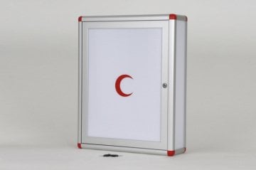Medicine Cabinet with Lock, Red Corners
