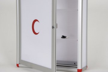 Medicine Cabinet with Lock, Red Corners