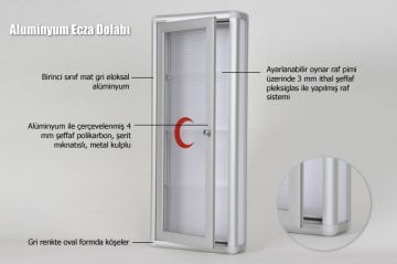 Ecza Dolabı Uzun Şeffaf Kapılı