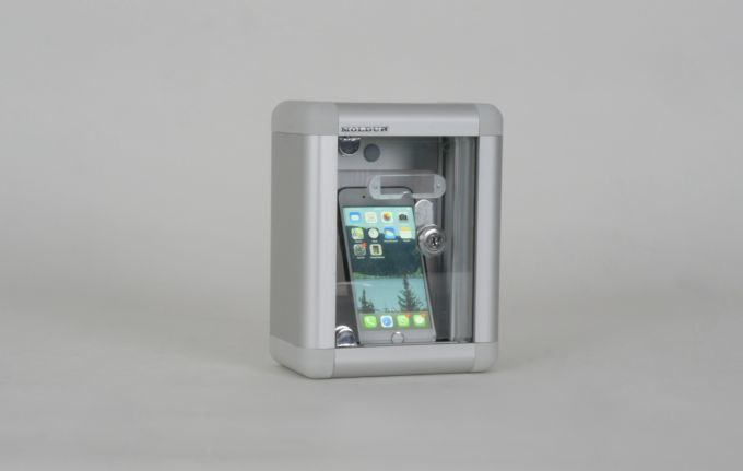 Mobile Phone Locker with Transparent Lid, Name Tag Compartment, and Lockable Frame