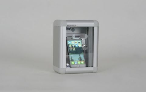 Mobile Phone Locker with Transparent Lid, Name Tag Compartment, and Lockable Frame