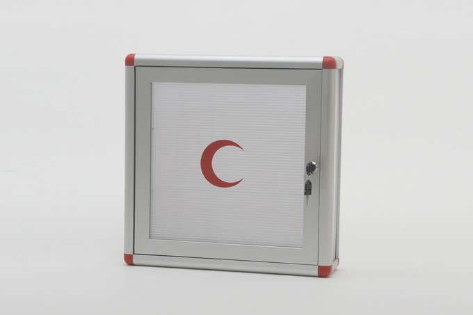 Square Medicine Cabinet 45 cm Red with Corners