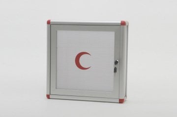 Square Medicine Cabinet 45 cm Red with Corners