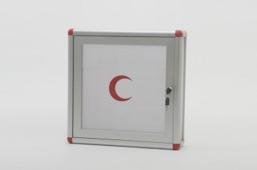 Square Medicine Cabinet 45 cm Red with Corners