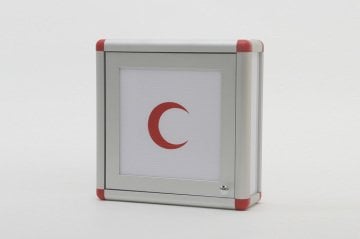 Square Medicine Cabinet 35cm Red Cornered