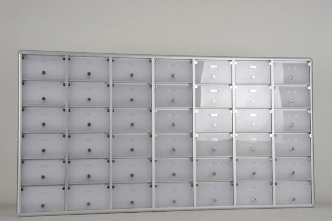Mailbox with 42 Apartment Nameplates and Compartments