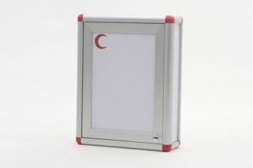 Medicine Cabinet, Single Door, Red, Cornered