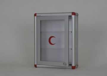 Medicine Cabinet with Reflective Center Crescent