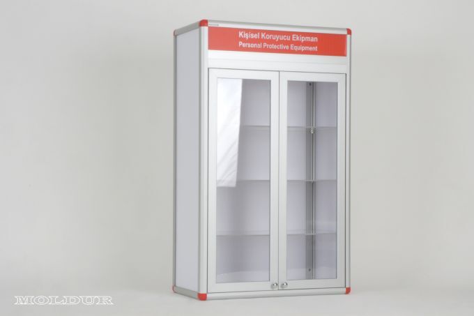 PPE Cabinet, Double Door, Adjustable Three Shelves