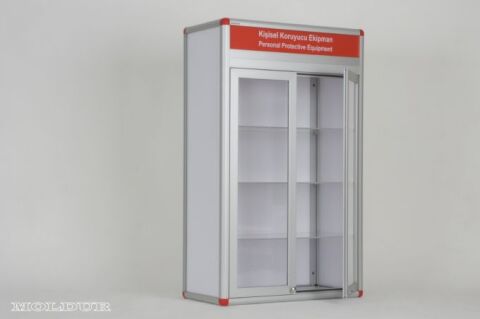 PPE Cabinet, Double Door, Adjustable Three Shelves