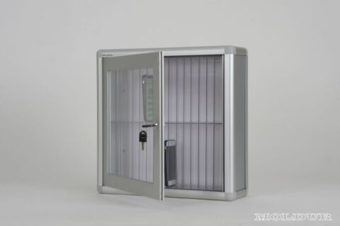 Classroom cell phone locker with 30 compartments.