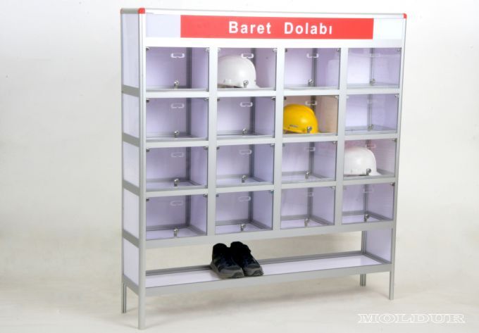 Baret dolabı 16 gözlü kilitli extra raflı