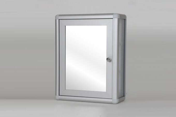 Mirrored bathroom cabinet with one door.