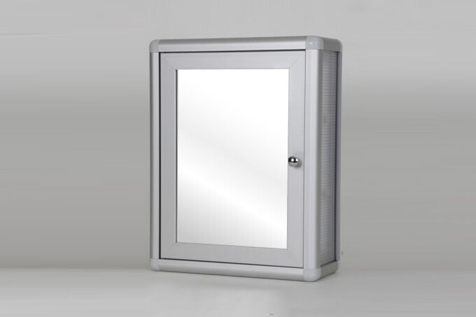 Mirrored bathroom cabinet with one door.