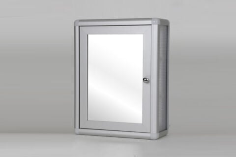 Mirrored bathroom cabinet with one door.