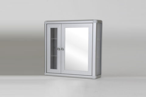 Square mirrored cabinet with handles