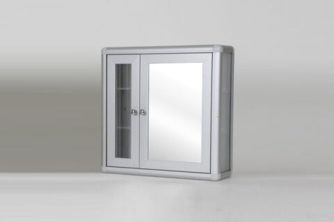 Square mirrored cabinet with handles