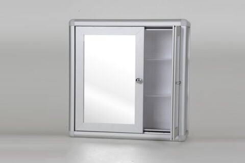 Square mirrored cabinet with handles