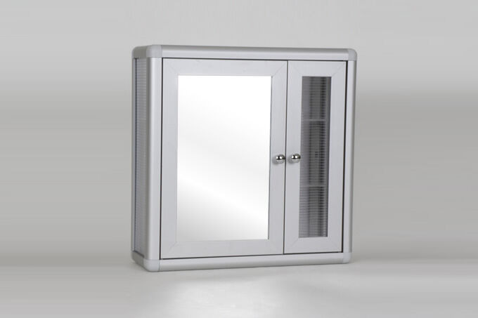 Square mirrored cabinet with handles