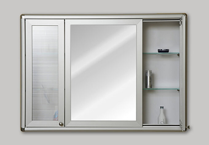 Bathroom cabinet with mirror, three doors.