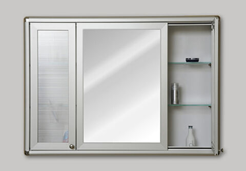 Bathroom cabinet with mirror, three doors.